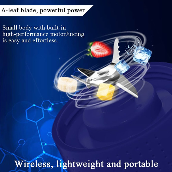 Portable Blender Type-C Rechargeable Juicer Cup Electric Blender for Travel Kitchen 380ml Black K484-FQZHE_1RT396VM