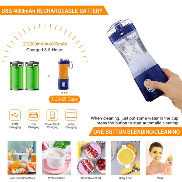 Portable Blender Type-C Rechargeable Juicer Cup Electric Blender for Travel Kitchen 380ml Black K484-FQZHE_1RT396VM