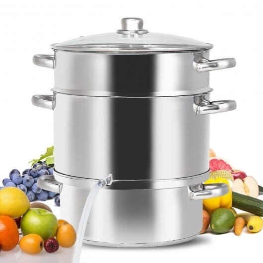 11-Quart Stainless Steel Pan Fruit Juicer Steamer - Color: Silver D681-KC46721