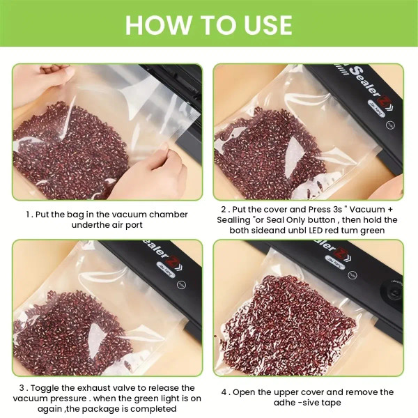 Color: Red - Electric Vacuum Sealers Food Sealer Machine Foods Fresh Storage Vacuum Sealer Machine  F640-12000043134347784