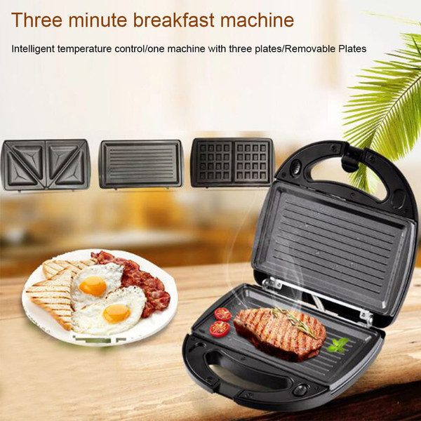 3-in-1 Household Waffle Maker Quick Heating Non-stick Coating Sandwich Maker with Removable Plates  K484-FQZHE_3ISFBA3F