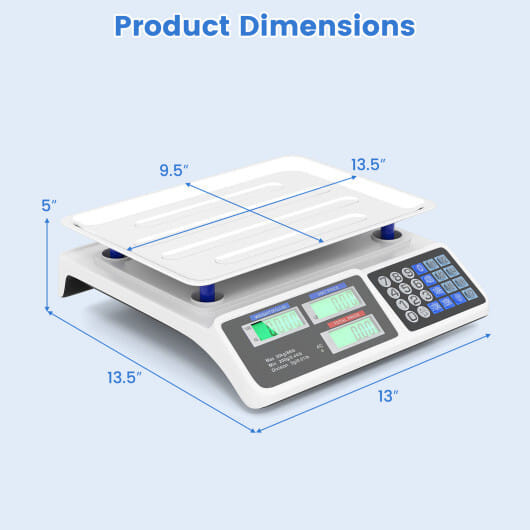66lb Price Computing Scale Commercial Food Scale with Dual LCD Displays B593-ES10489US