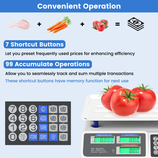 66lb Price Computing Scale Commercial Food Scale with Dual LCD Displays B593-ES10489US