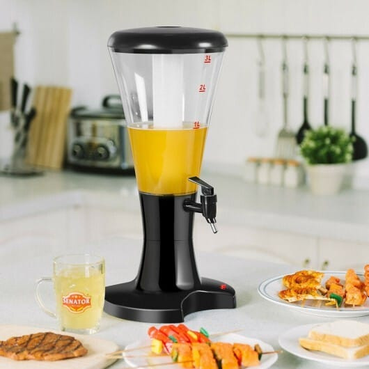 Set of 2 3L Draft Beer Tower Dispenser with LED Lights - Color: Black D681-KC25944-2