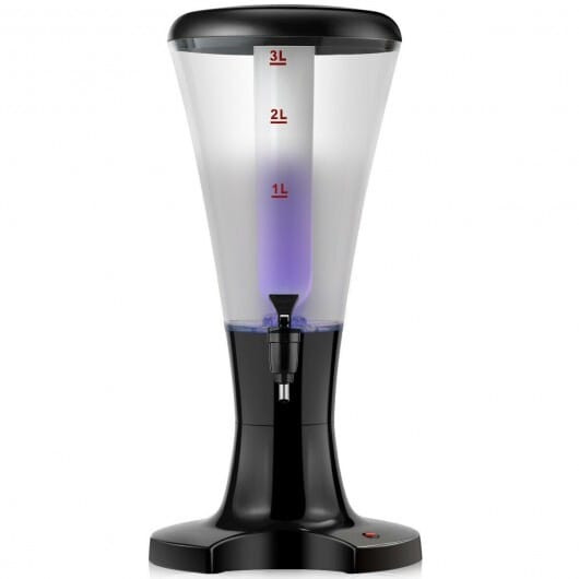 Set of 2 3L Draft Beer Tower Dispenser with LED Lights - Color: Black D681-KC25944-2