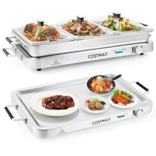 2 in 1 Electric Warming Tray with Temperature Control B593-ES10274US
