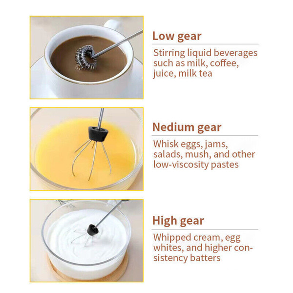 3-in-1 Electric Milk Frother 3 Speeds Adjustable Rechargeable High Speeds Milk Foam Maker Handheld  K484-PHO_12S452Y5