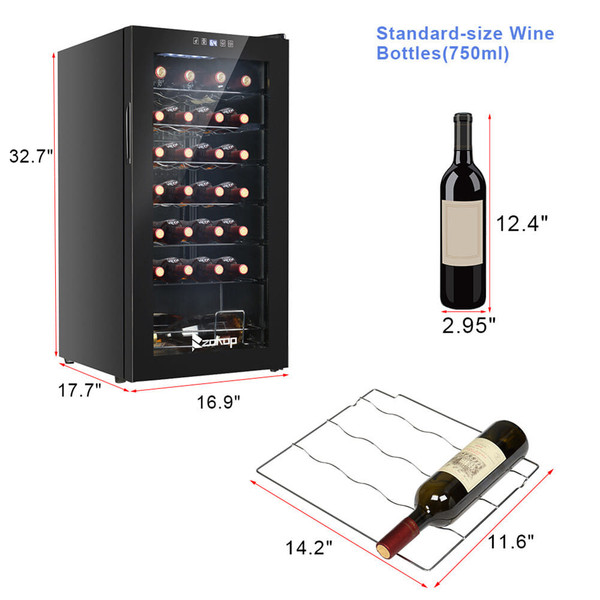 US ZOKOP 80L 28 Bottle Compressor Wine Cooler Cold Rolled Plate Black K484-PHO_0ROPPYAH_US