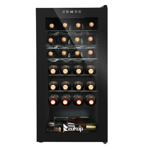 US ZOKOP 80L 28 Bottle Compressor Wine Cooler Cold Rolled Plate Black K484-PHO_0ROPPYAH_US