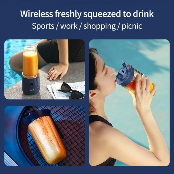 400ml Portable Mini Fruit Blender Electric Wireless Juicer with 6 Blades USB Rechargeable Juicer Cu K484-FQZHE_OD0HNWWX