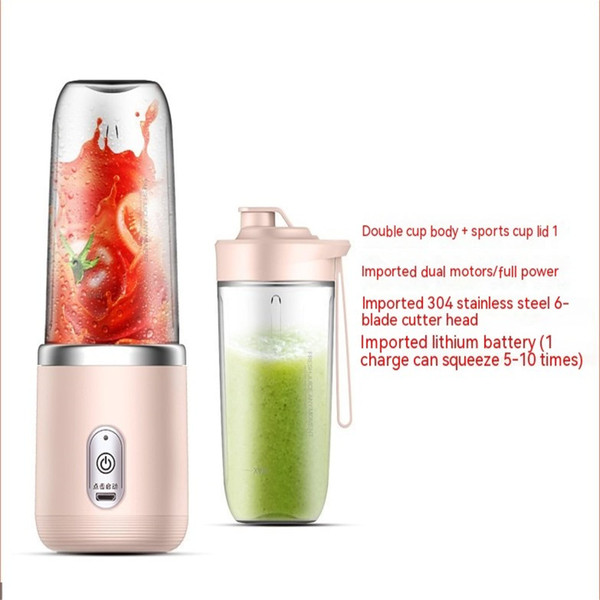 400ml Portable Mini Fruit Blender Electric Wireless Juicer with 6 Blades USB Rechargeable Juicer Cu K484-FQZHE_OD0HNWWX