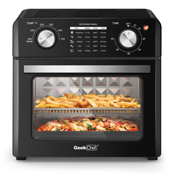 US GEEK CHEF Air Fryer 10QT Oil-free Stainless Steel 4 Slice Countertop Toaster Oven 1400w Black K484-PHO_0XSSB35D_US