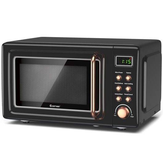 700W Retro Countertop Microwave Oven with 5 Micro Power and Auto Cooking Function-Golden - Color: G D681-EP23853GD