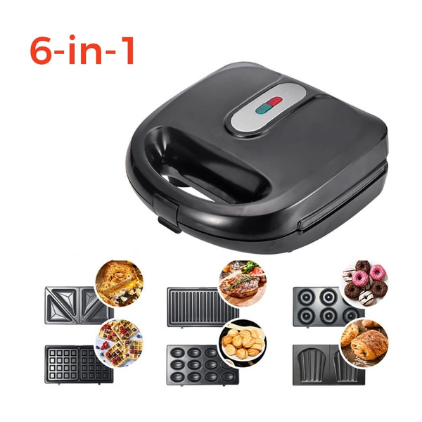 6-in-1 Waffle Makers with 6 Removable Plates Non Stick Coating Stainless Steel Sandwich Maker for B K484-FQZHE_VTS9GV9D