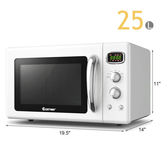0.9 Cu.ft Retro Countertop Compact Microwave Oven-White - Color: White D681-ES10051WH