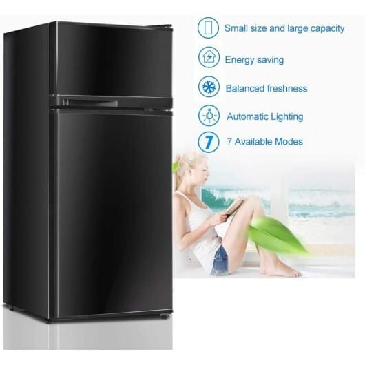 2 Doors Cold-rolled Sheet Compact Refrigerator-Black B593-EP22756US