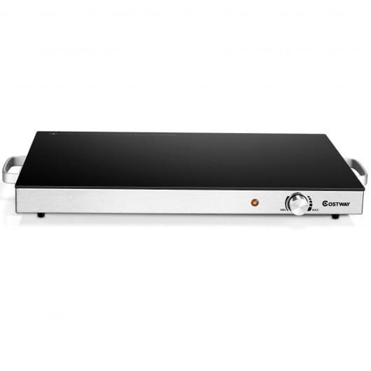22 x 14 Inch Electric Warming Tray Hot Plate Dish Warmer with Adjustable Temperature - Color: Silver D681-KC52906US