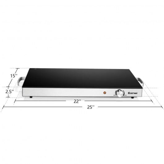 22 x 14 Inch Electric Warming Tray Hot Plate Dish Warmer with Adjustable Temperature - Color: Silver D681-KC52906US