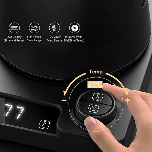 1L Electric Gooseneck Kettle Teapot with Stainless Steel Inner Liner and Cover, Hot Water Boiler He K484-FQZDN_ITCWSY4U