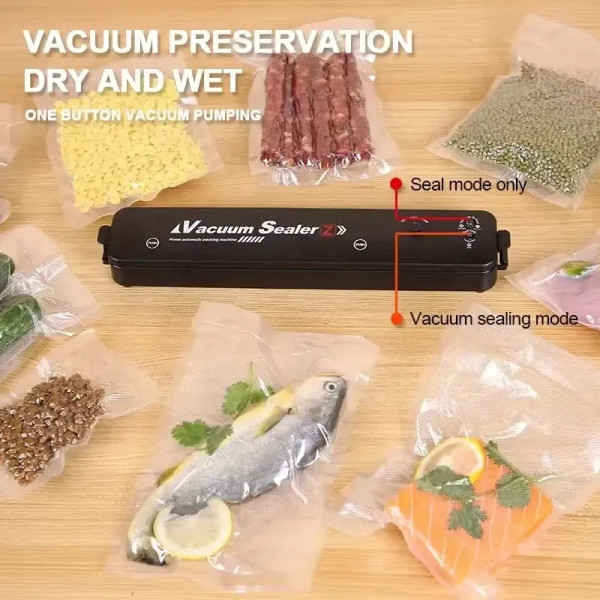 Color: Red, Voltage: 220V - Electric Vacuum Sealer Machine Dry/Wet Food Packaging Seal To Keep Fres F640-12000043219576429