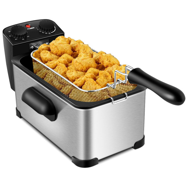 3.2 Quart Electric Stainless Steel Deep Fryer with Timer - Color: Silver D681-EP24459US