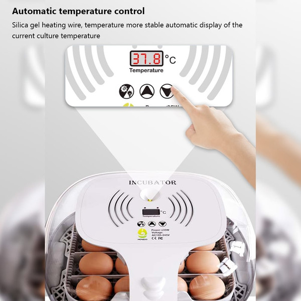 16 Egg Incubator with Automatic Egg Turning, Chicken Egg Incubator with Temperature Control and Aut K484-FQZIN_W4ADCHAZ