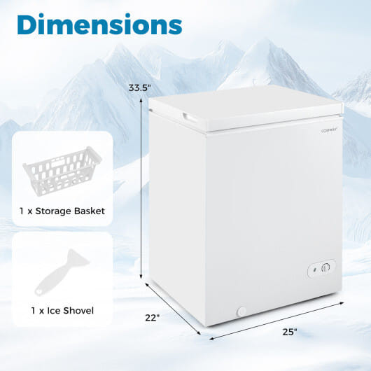 141 L/5 Cu.Ft Compact Chest Freezer with 7-Gear Adjustable Temperature-White - Color: White D681-FP11028US-WH