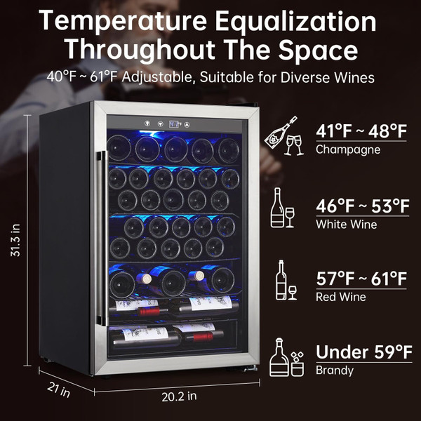 US GARVEE Wine Fridge Wine Cooler Refrigerator Temperature 7 Levels Adjustable Temperature Range 40 K484-PHO_106ZWKC3_US