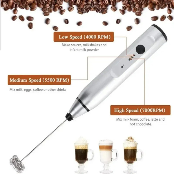 Color: black - Portable Electric Milk Frothers Handheld Blender USB Mini Coffee Maker Whisk Mixer C F640-12000037886361056