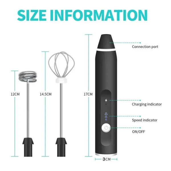 Color: black - Portable Electric Milk Frothers Handheld Blender USB Mini Coffee Maker Whisk Mixer C F640-12000037886361056