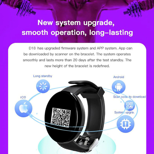 D18 1.44 Inch Sports Smart Watch Round Screen Smart Bracelet Heart Rate Blood Pressure Sleep Monito K484-FQZCO_8R2FT6NY