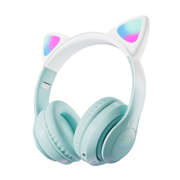 Wireless Bluetooth Headphone Cute Cat Ear Gradient Color Luminous Head-mounted Gaming Headset white K484-FQZCO_565JIVMH