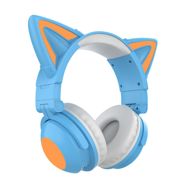 Wireless Cat Ear Headset Noise Canceling Longer Playtime Lighting Headphones over Ear Folding Headp K484-PEL_0R6C0TER