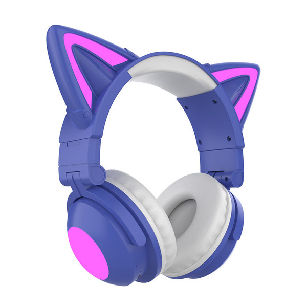 Wireless Cat Ear Headset Noise Canceling Longer Playtime Lighting Headphones over Ear Folding Headp K484-PEL_0R6C0TER