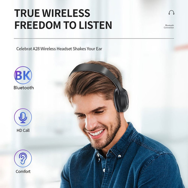 A28 Wireless Headset With Noise Canceling Microphone Stereo HiFi Folding Headphones For Game Office K484-PEL_0QPUN9EW