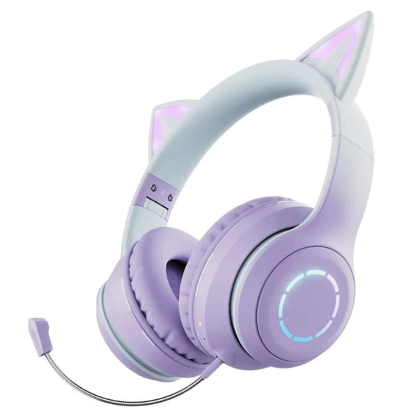 Gradient Cat Ears Noise Canceling Headset Stereo Sound Headphones Wireless Headphones With Built-in K484-PEL_0RD4ZSEZ