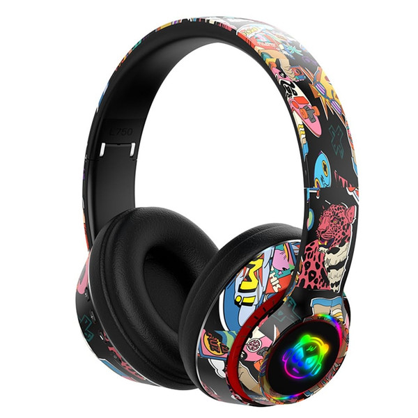 Graffiti Foldable Bluetooth Headphones Wireless Sports Headset Noise Reduction Gaming Earphone White K484-FQZCO_09LZ9H48