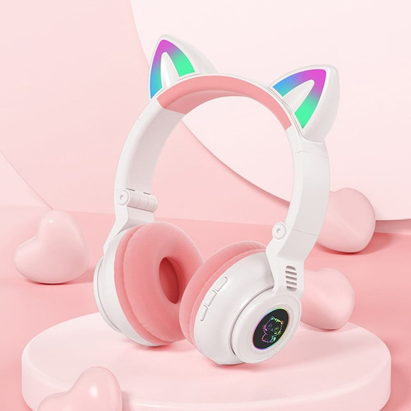 STN26 Headphones With Built-in Microphone Colorful Lights Cat Ear Shape Over Ear Wireless Headphone K484-PEL_0QPLWPX1