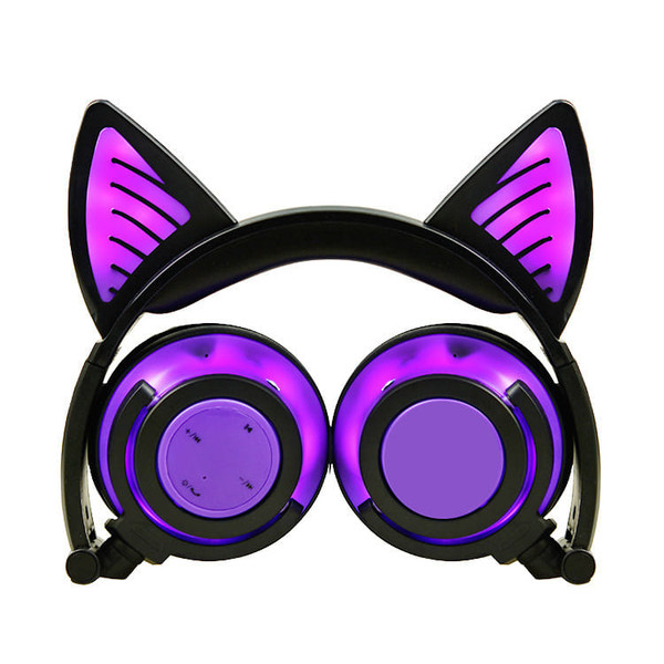 Cute Cat Ear Rechargeable Gaming Headset with LED Lights Colorful Over Ear Foldable Headphones with K484-PEL_09FWG3VR