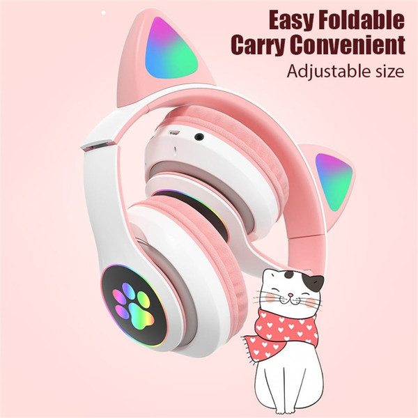 Aks-28 Rgb Cat Ear Bluetooth Headphones Stereo Music Helmet Wireless Microphone Control Phone Earph K484-PEL_0Q3SX9MP