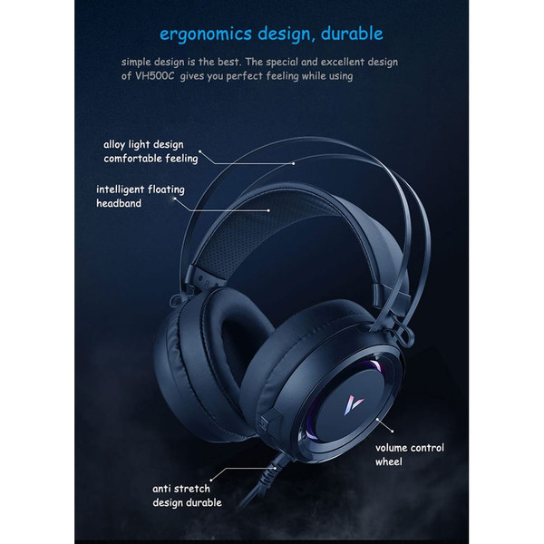 VH500C Gaming Headset Virtual 7.1 Surround Sound Headphone RGB Led Light 50mm Driver Unit With Mic  K484-PEL_0JL3UJ9B