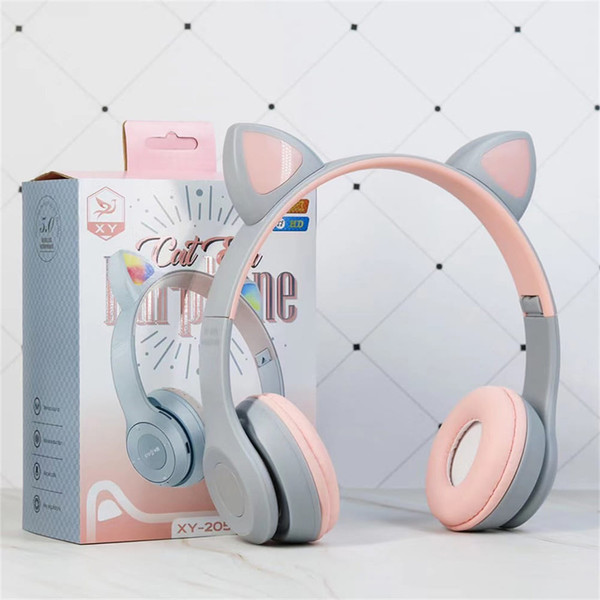 P47 Kids Headphones With Cat Ear RGB Led Light Up Foldable Over-Ear Headphones With AUX 3.5mm Wirel K484-PEL_0QJ6S78N