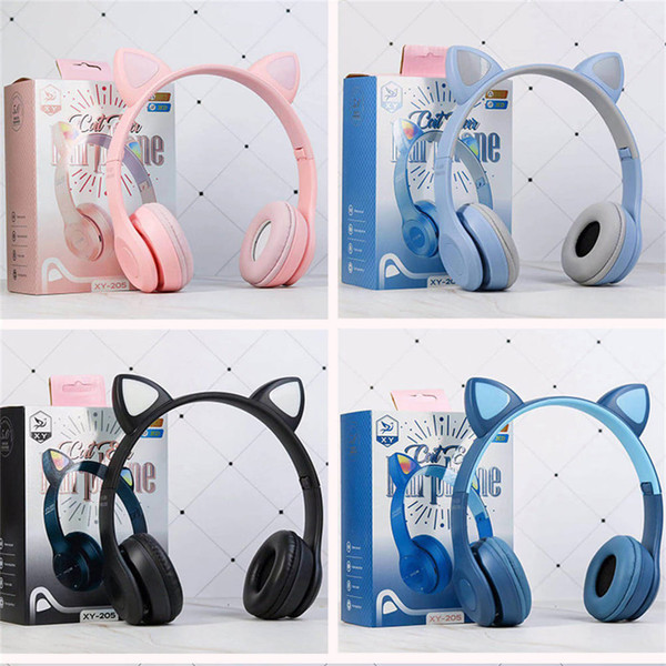 P47 Kids Headphones With Cat Ear RGB Led Light Up Foldable Over-Ear Headphones With AUX 3.5mm Wirel K484-PEL_0QJ6S78N
