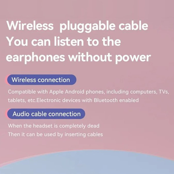 Gradient Cat Ears Noise Canceling Headset Stereo Sound Headphones Wireless Headphones With Built-in K484-PEL_0RD47YY7
