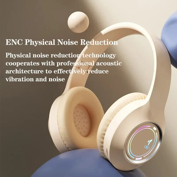 Wireless Headphones Over Ear Stereo Sound Lighting Earphones Foldable Gaming Headset For Laptop PC  K484-PEL_0R3R3IRM
