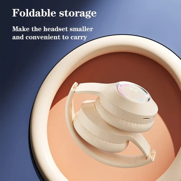 Wireless Headphones Over Ear Stereo Sound Lighting Earphones Foldable Gaming Headset For Laptop PC  K484-PEL_0R3R3IRM