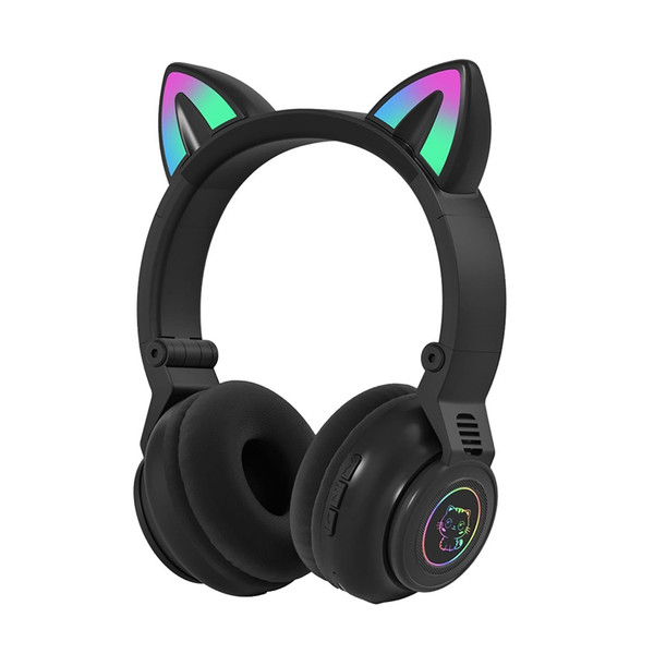 STN26 Headphones With Built-in Microphone Colorful Lights Cat Ear Shape Over Ear Wireless Headphone K484-PEL_0QPLEYZD