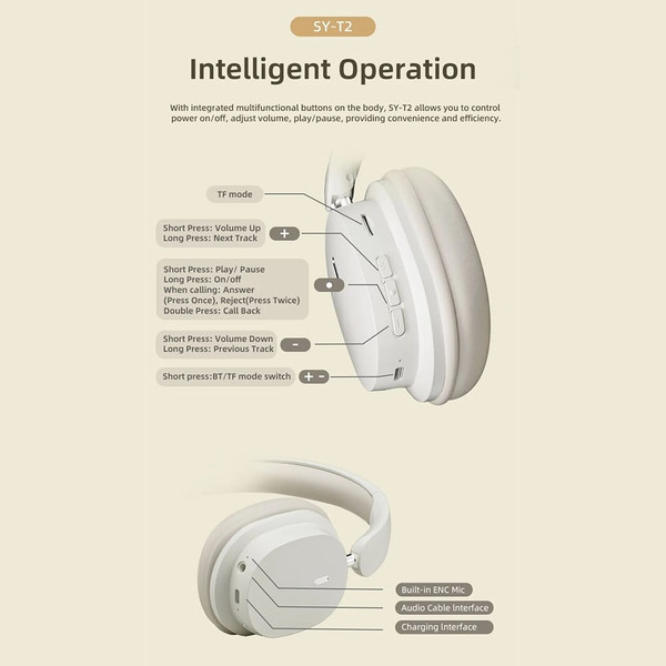 Wireless Headsets Noise Canceling Ear Buds Longer Playtime Foldable Earphones Support Dual Device C K484-PEL_0RBFUT6N