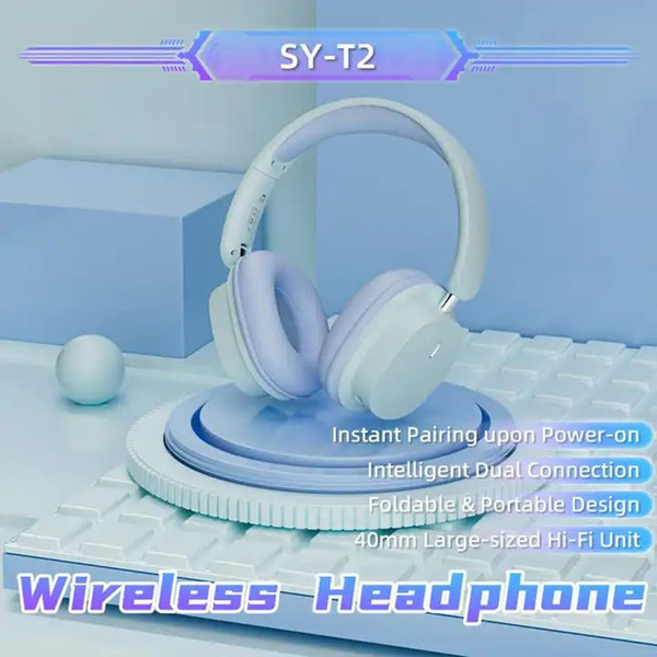 Wireless Headsets Noise Canceling Ear Buds Longer Playtime Foldable Earphones Support Dual Device C K484-PEL_0RBFUT6N