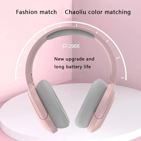 P2968 Wireless Headset Noise Canceling Stereo Headphones Over Ear Folding Earphones For Cell Phone  K484-PEL_0R7W7TZI